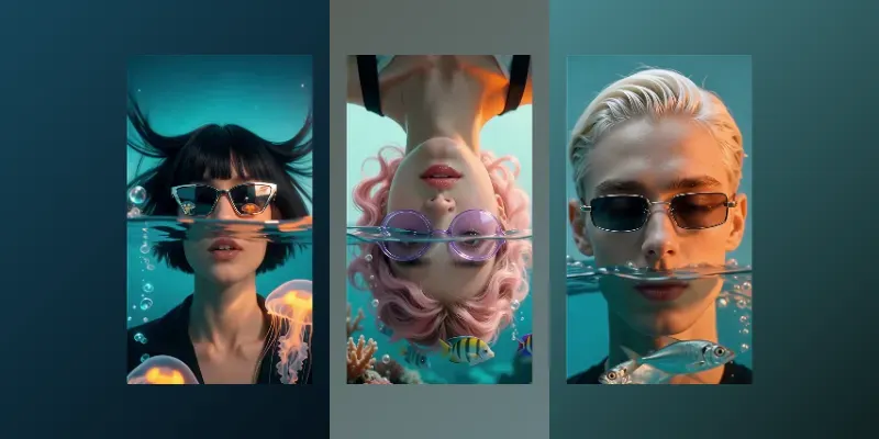 Surreal Splitwater Fashion Videos generated by undefined