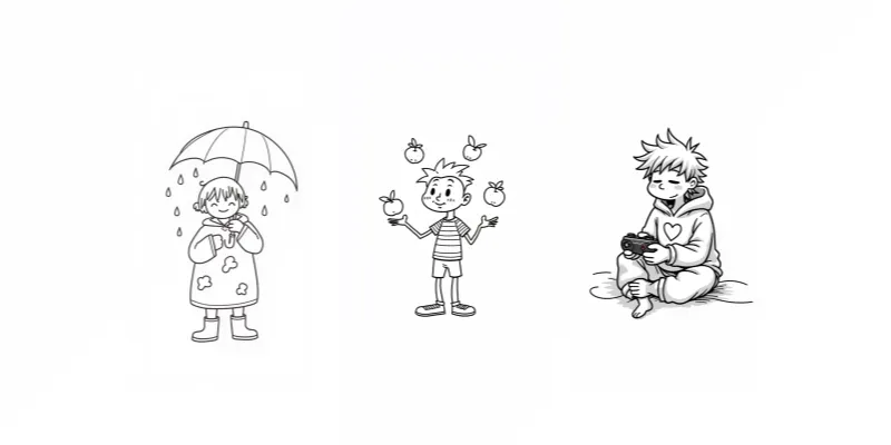 Minimalistic Character Line Art