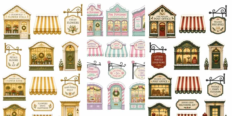 Christmas Village Shop Cutout Sheets generated by undefined