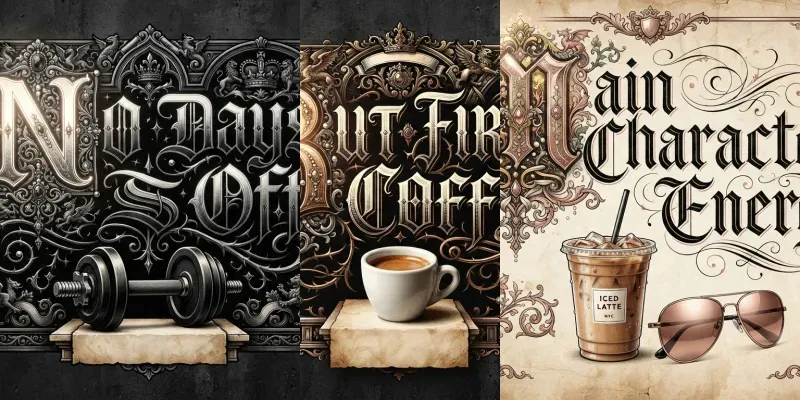 Irony Antiquity Blackletter Graphics generated by undefined