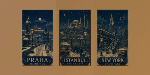 Vintage Winter City Posters generated by chatgpt-image