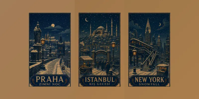 Vintage Winter City Posters generated by undefined