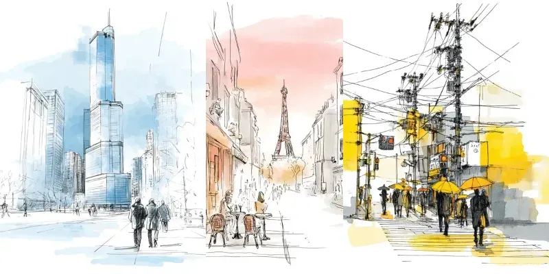 Minimalist Sketch And Wash Illustrations generated by undefined