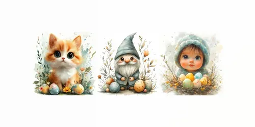 Cute Easter Illustrations generated by midjourney