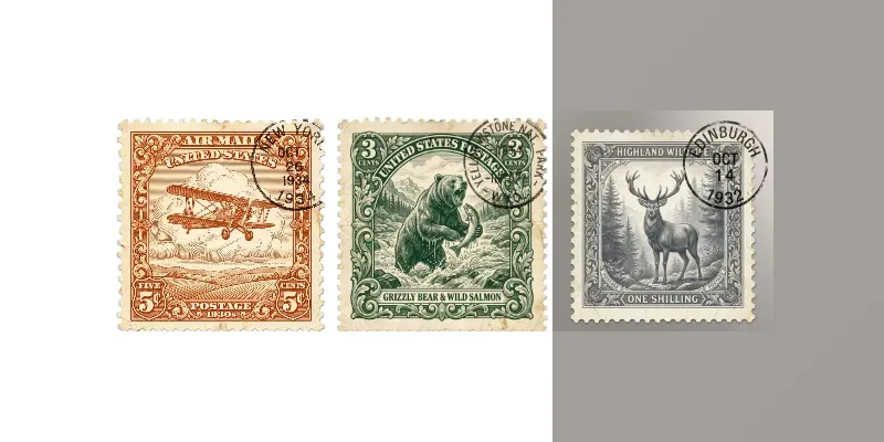 Vintage Engraved Postage Stamp Art generated by undefined