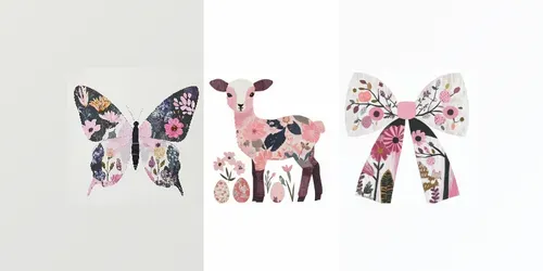 Easter Spring Double Exposure Cliparts generated by midjourney