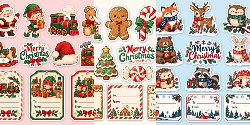 Christmas Sticker Gift Tag Sheets