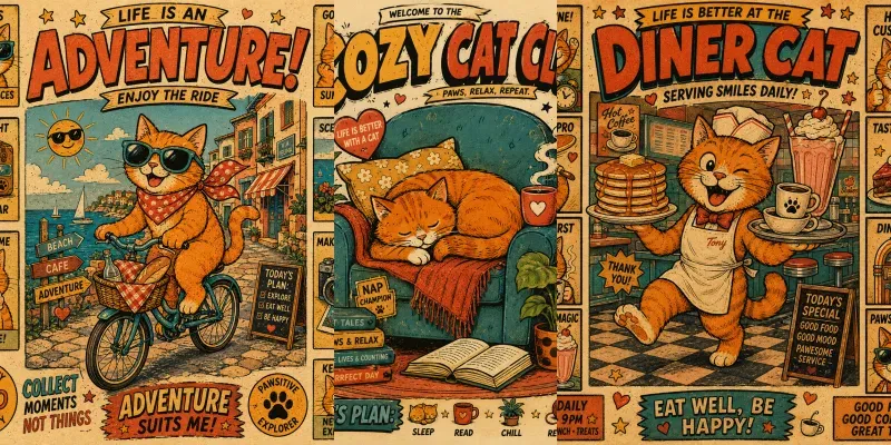 Retro Cartoon Cat Posters generated by undefined