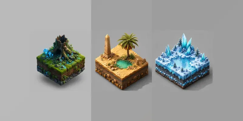 3D Isometric Game Tile Asset Designs generated by undefined