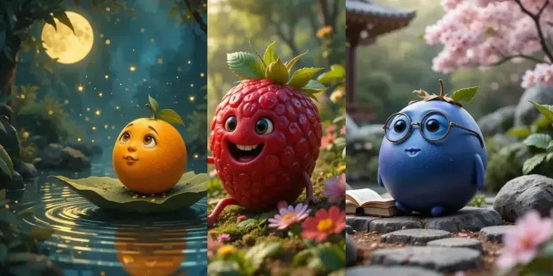 Whimsical 3D Fruit Characters In Magica generated by undefined