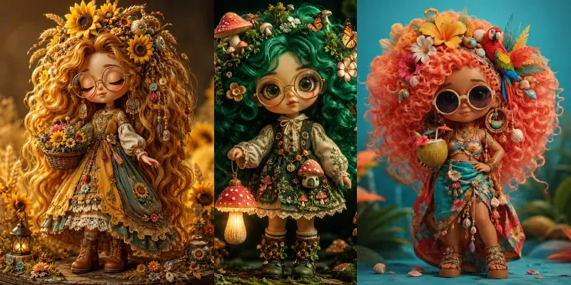 Whimsical Boho Doll Character Collections generated by undefined