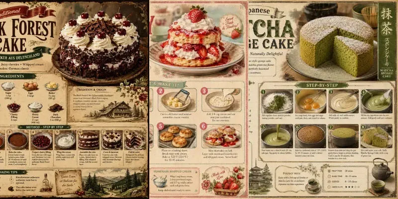 Vintage Cake Recipe Infographic Posters generated by undefined