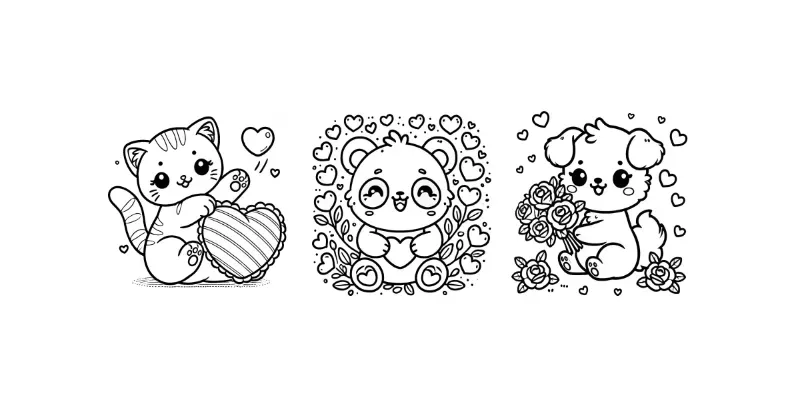 Valentines Day Simple Coloring Pages generated by undefined