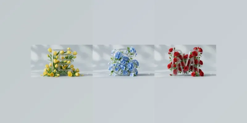 Realistic Crystal Flower Typographies generated by undefined