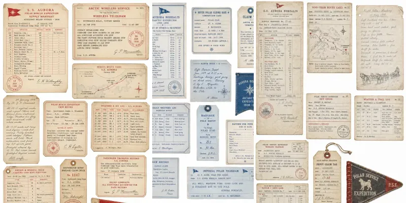 Polar Expedition Ephemera Sheets generated by undefined