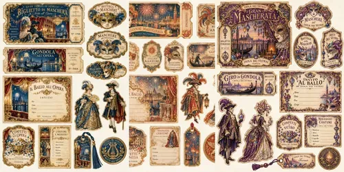 Venetian Carnival Ephemera Sheets generated by chatgpt-image