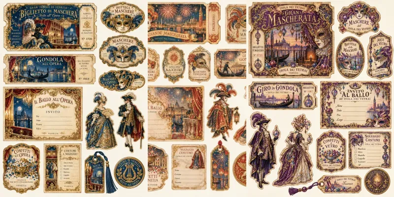 Venetian Carnival Ephemera Sheets