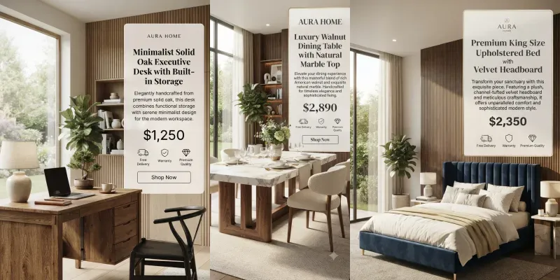 Luxury Furniture Ecommerce Posters generated by undefined
