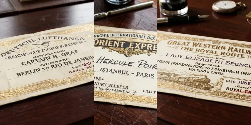 Ornate Vintage Travel Tickets Boarding generated by undefined