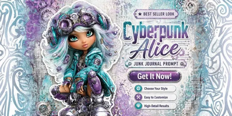 Alice In Cyberpunk World Junk Journals generated by undefined