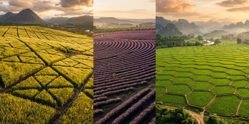 Ue5 Aerial Rice Field Drone Visuals generated by undefined
