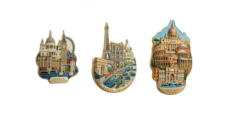 Luxury Enamel Travel Magnets Any City generated by undefined