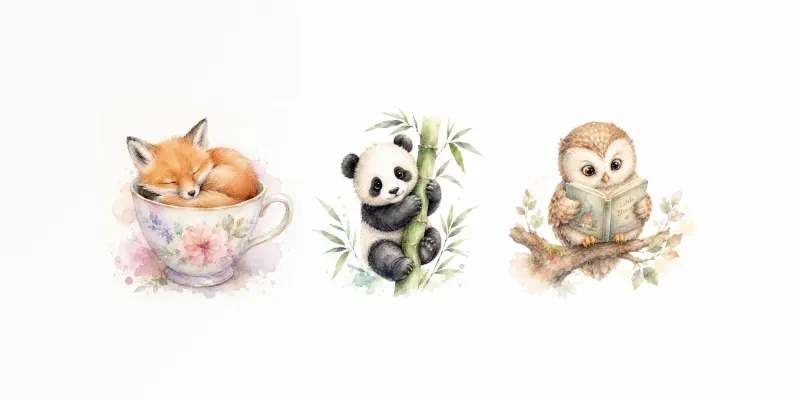 Cute Watercolor Baby Animal Prompt generated by undefined