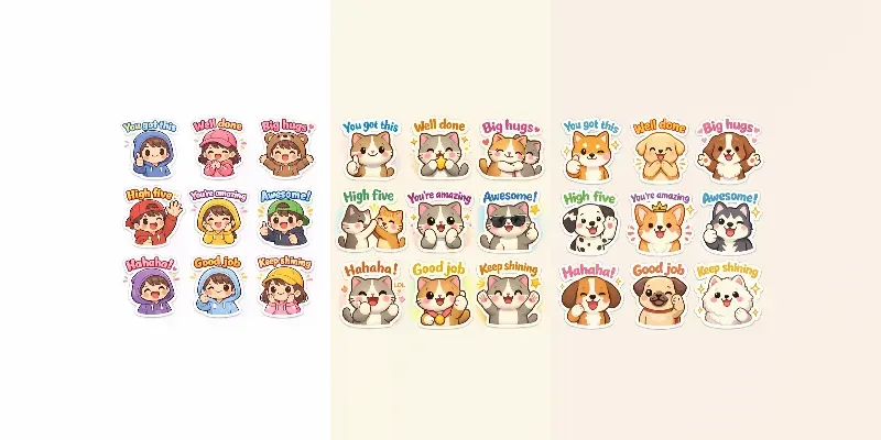 Cute 9 Grid Motivational Stickers generated by undefined
