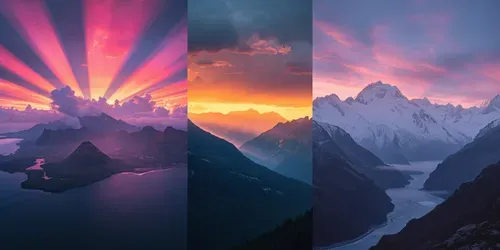 Cinematic Mountain Sunrise Photos generated by leonardo