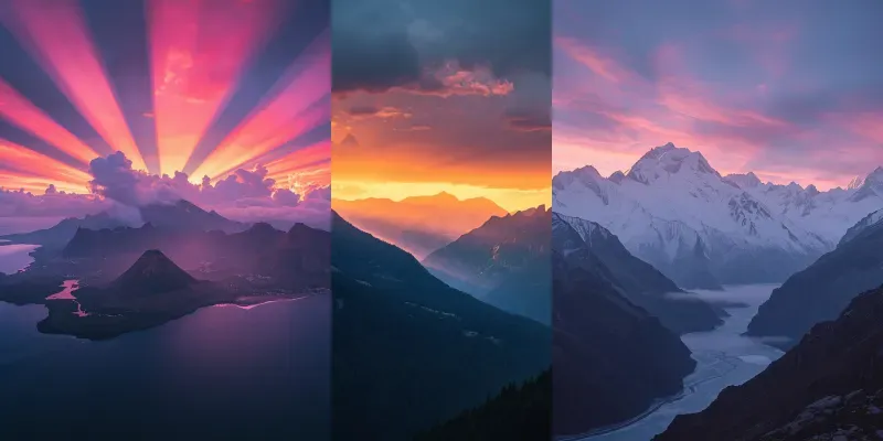 Cinematic Mountain Sunrise Photos generated by undefined