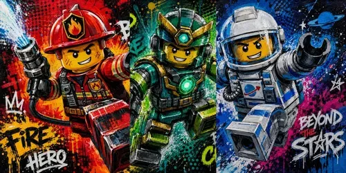 Lego Pop Art Neon Character Art generated by chatgpt-image