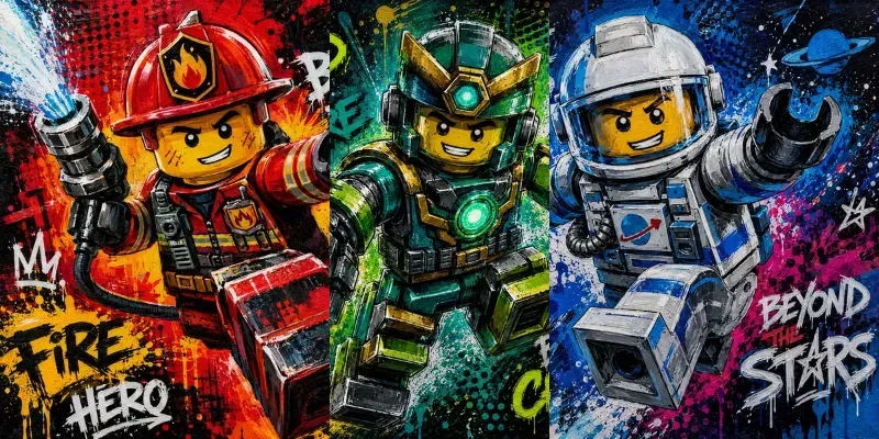 Lego Pop Art Neon Character Art generated by undefined