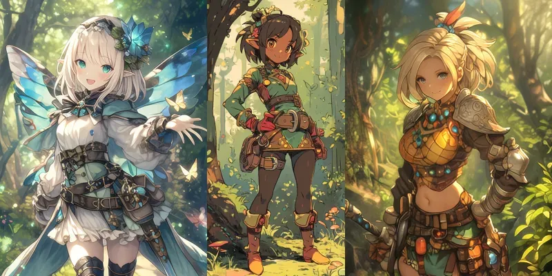 Charming Fantasy Adventurer Girls Anime generated by undefined