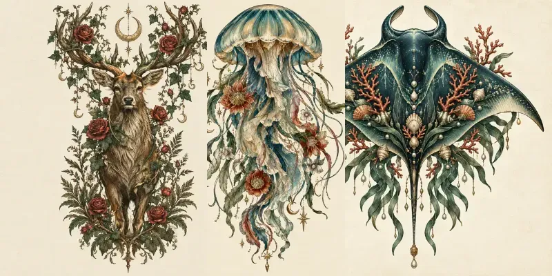 Vintage Botanical Emblem Art