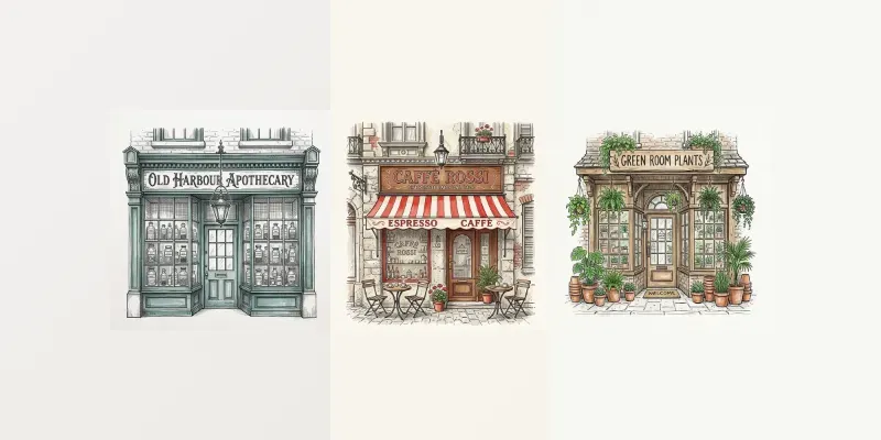Ink Sketch Storefront Illustrations