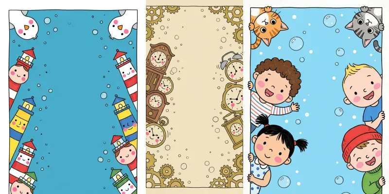 Whimsical Peekaboo Kids Border Art generated by undefined
