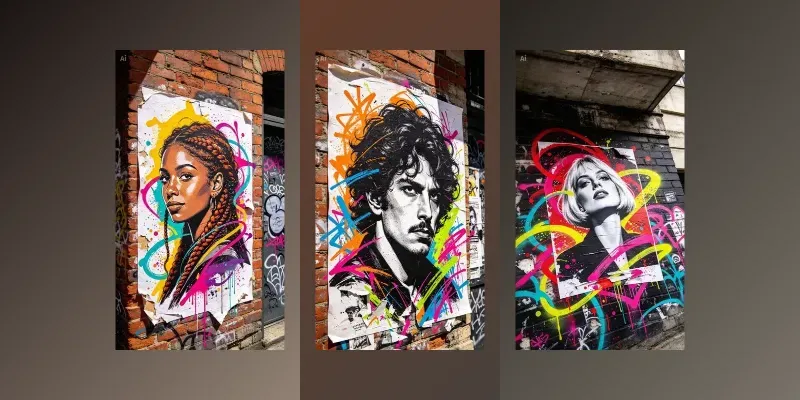 Neon Wheatpaste Street Art