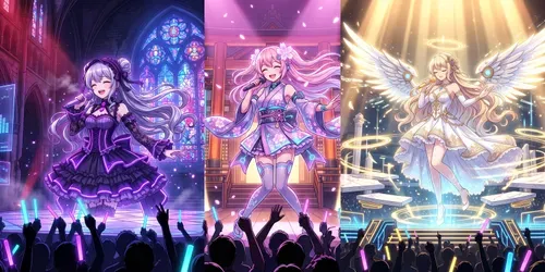 Holographic Anime Virtual Idol Concerts generated by gemini-image