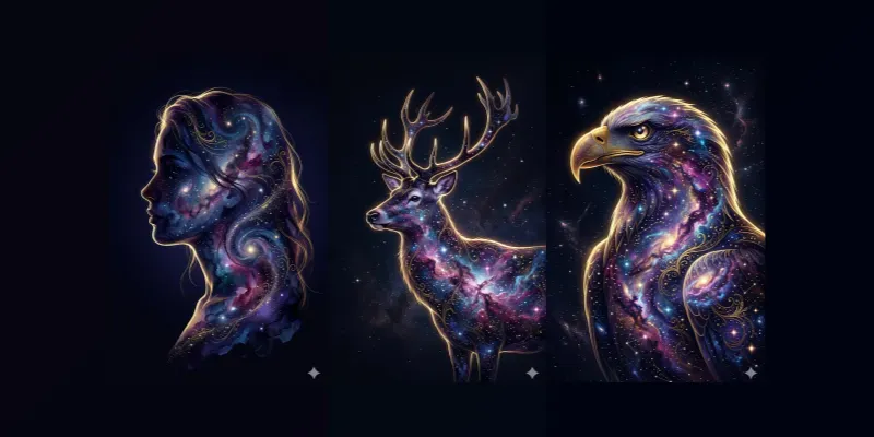 Nebula Silhouette Portrait Wall Art generated by undefined