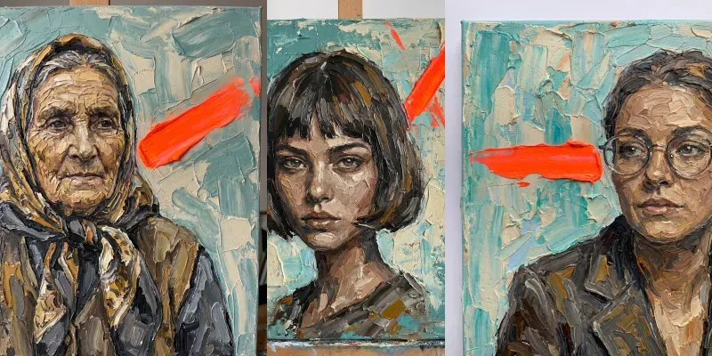 Textured Impasto Oil Portrait Art generated by undefined