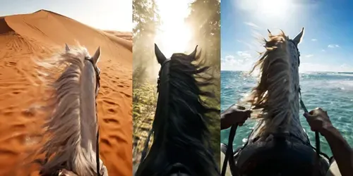 Cinematic Pov Horse Riding Videos generated by veo