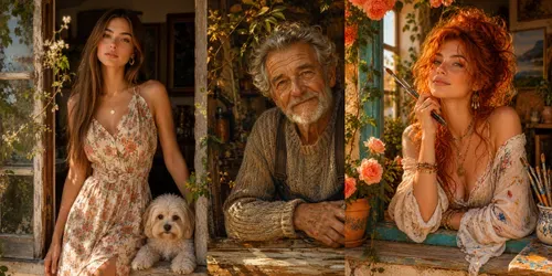 Sunlit Rustic Window Portraits generated by chatgpt-image
