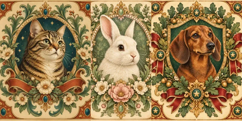 Retro Pet Portrait Crests