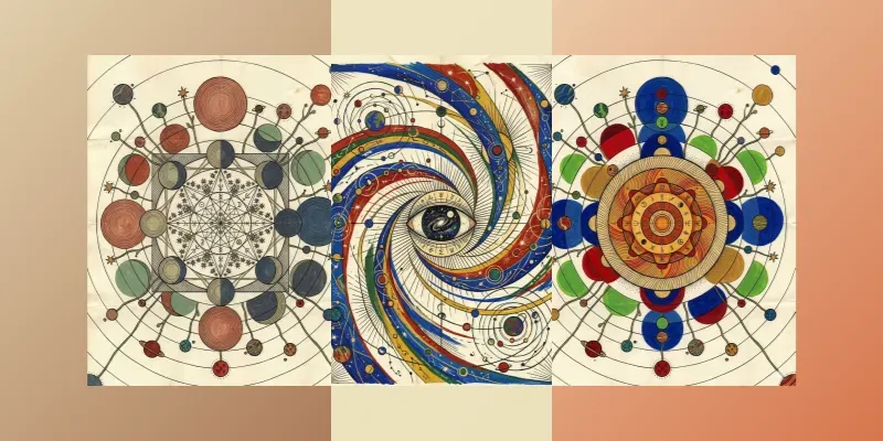 Abstract Celestial Diagram Gouache Art generated by undefined