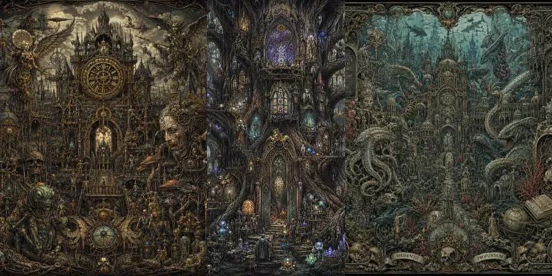 Dark Gothic Relic Fantasy Collage Art generated by undefined