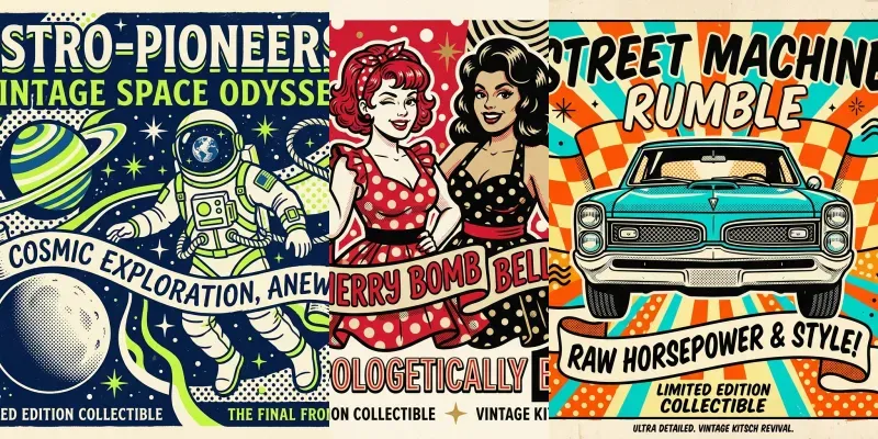 Retro Kitsch Editorial Poster Art generated by undefined
