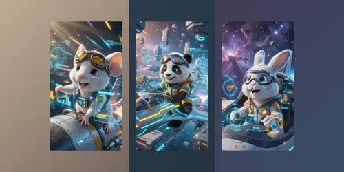 Neon Animal Space Adventures generated by veo
