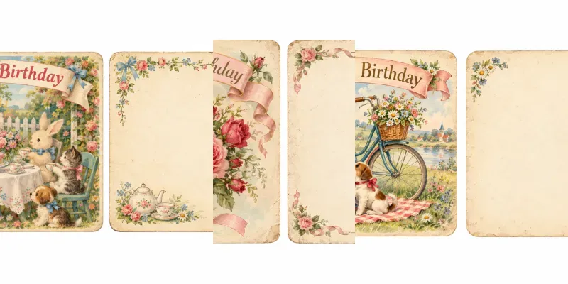 Vintage Birthday Postcard Art