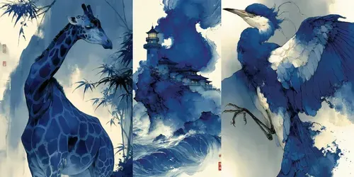 Luxury Ink Wash Blue Style generated by midjourney