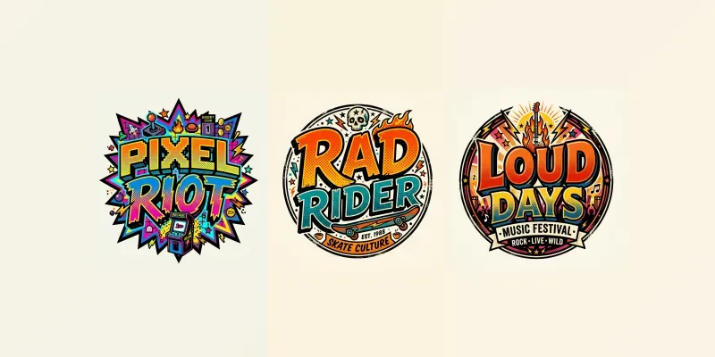 Retro Pop Art Typography Logos